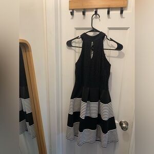 Black and white halter dress